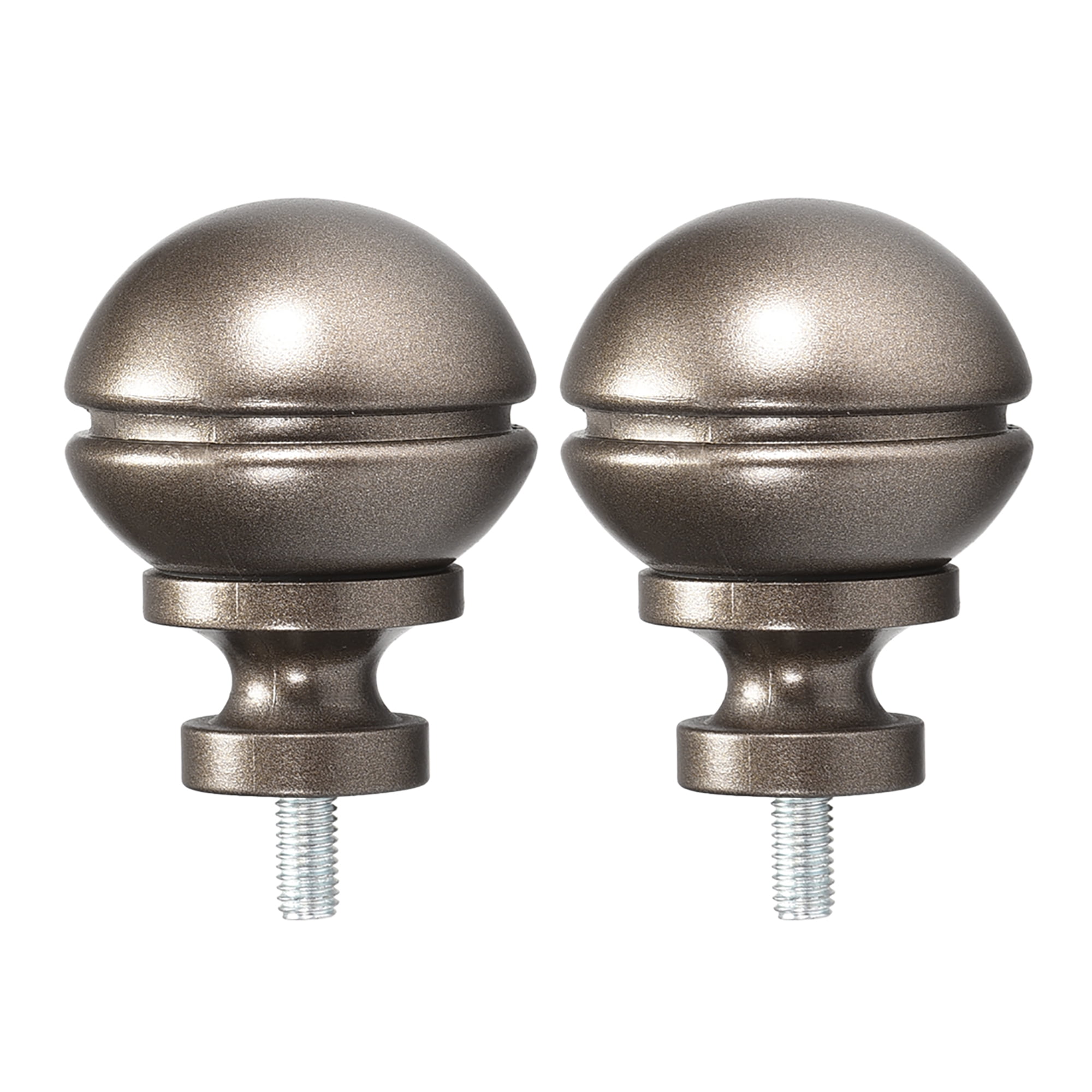 Uxcell 54x36mm Curtain Rod Finials Plastic Brown 2Pack