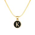 thumbnail image 2 of Hyasfey Black Letter Round Pendant Necklace 26 Letter Snake Chain Necklace Women Adjustable Length Choker Necklace Jewelry Gift, 2 of 8