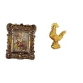 thumbnail image 1 of Marco de fotos floral tallado a mano, soporte para fotos, marco de fotos antiguo montado en la pared con figura de pollo, estatua decorativa Feng Shui, 1 of 8