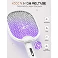 thumbnail image 3 of Electric Fly Swatter 4000V Bug Zapper Racket with 1800mAh Rechargeable Battery 5-Layer Safety Mesh Dual Modes 180° Foldable Ideal for Indoor or Outdoor Use (White), 3 of 5