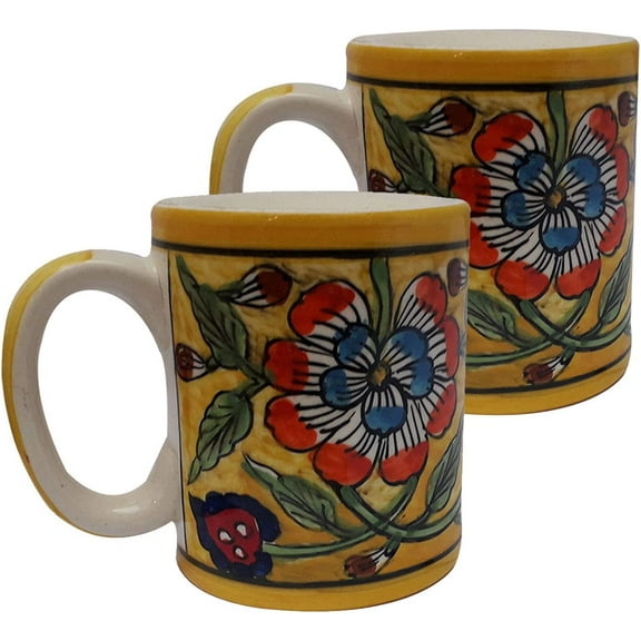 India Meets India Handicraft Ceramic Mug Set of 2 Tea Mug Ceramic Coffee Mug 250 ml, Best Gifting, Made By Awarded Indian Artisan