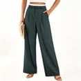 thumbnail image 3 of Tqcoqu Women's Pinstripe Wide Leg Suit Pants,Contrast Elastic Waist Pleated Straight Fit Dress Trousers with Side Pockets, 3 of 4