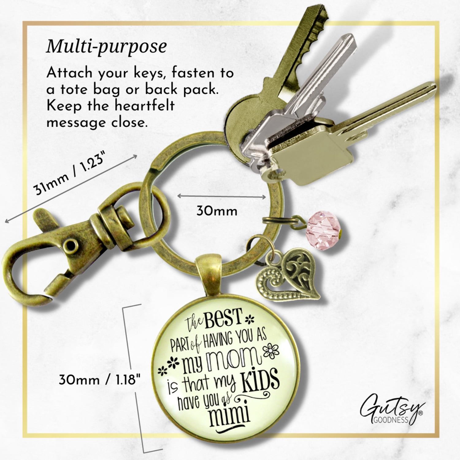 Mimi Keychain Best Part You as Mom Kids Grandma Adult Jewelry Gift Daughter
