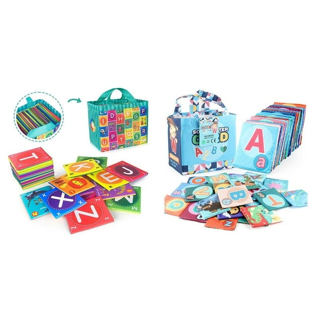 Zoo Alphabet Cards,Soft Alphabet Flash Cards with Cloth Bag,26pcs Washable Soft Toy For Babies Educational Letter Early Infa