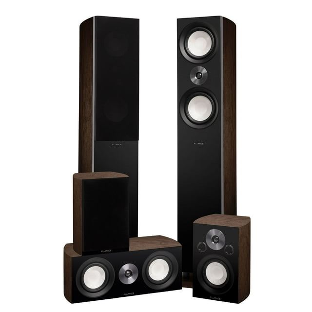 Fluance Reference Surround Sound Home Theater 5.0 Channel Speaker System including 3-Way Floorstanding Floorstanding Towers, Center Channel, and Rear Surround Speakers - Walnut (XL8HTBW)