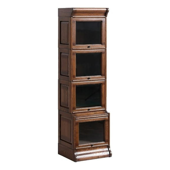 Pemberly Row Contemporary Wood Barrister Bookcase in Solid Walnut