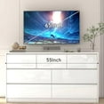 thumbnail image 3 of White Malm Dresser for Bedroom, 55 Inch Long Dresser High Gloss Dresser with 7 Drawers, Modern Large Wood Chest of Drawer Handle Free, Dresser for Kids Bedroom, Living Room, Entryway, Hallway, White, 3 of 7