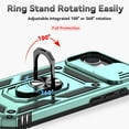 thumbnail image 2 of For iPhone 16e Case Heavy Duty Military Grade Protection,Camera Lens Slide Protection & 360°Rotate Magnetic Car Mount Holder Kickstand Rugged Shockproof Drop Hard Shell,Green, 2 of 9