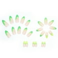 thumbnail image 3 of Fofosbeauty 24 pcs Almond Fake Nails Tips, Medium Press on French Nails, Sharp Green Yellow French, 3 of 8