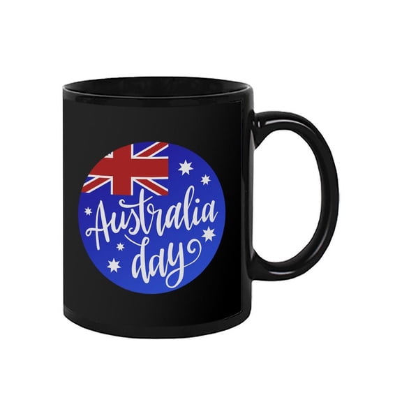 Australia Day Round Banner Flag Mug - Image by Shutterstock,