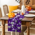 thumbnail image 3 of Table Runner Dresser Scarves 36 Inch Long,Halloween Pumpkin Ghost Face Linen Dining Table Runners Crow Hat Skull Purple White Black Tabletop Scarf for Wedding Holiday Party Kitchen, 3 of 9