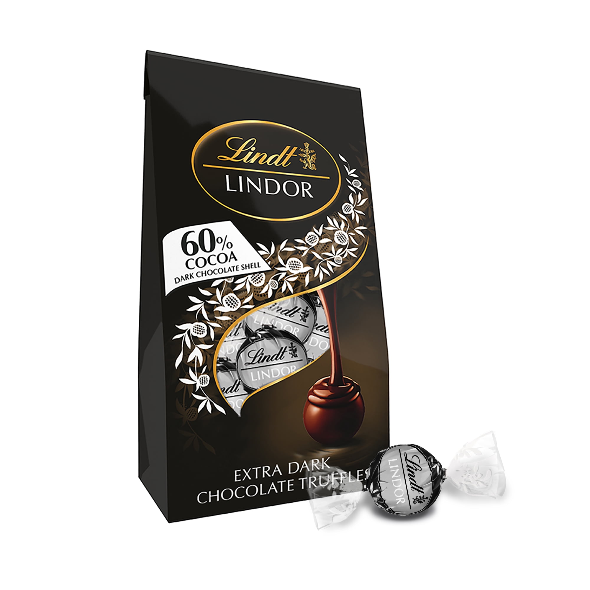 Lindt LINDOR 60 Extra Dark Truffles, 5.1 oz Bag