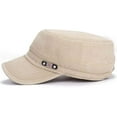 thumbnail image 3 of Adjustable Flat Top Cap Solid Brim Army Cadet Style Military Hat for Men, 3 of 6