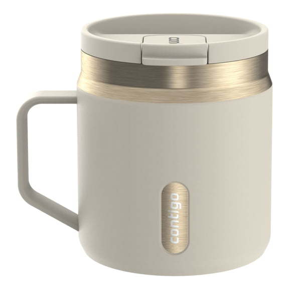 Contigo 14 oz SnapSeal Leak-Proof Stainless Steel Coffee Mug – Keeps Drinks Hot, Office & Home Friendly, Easy-Sip Lid, Cream/Champagne