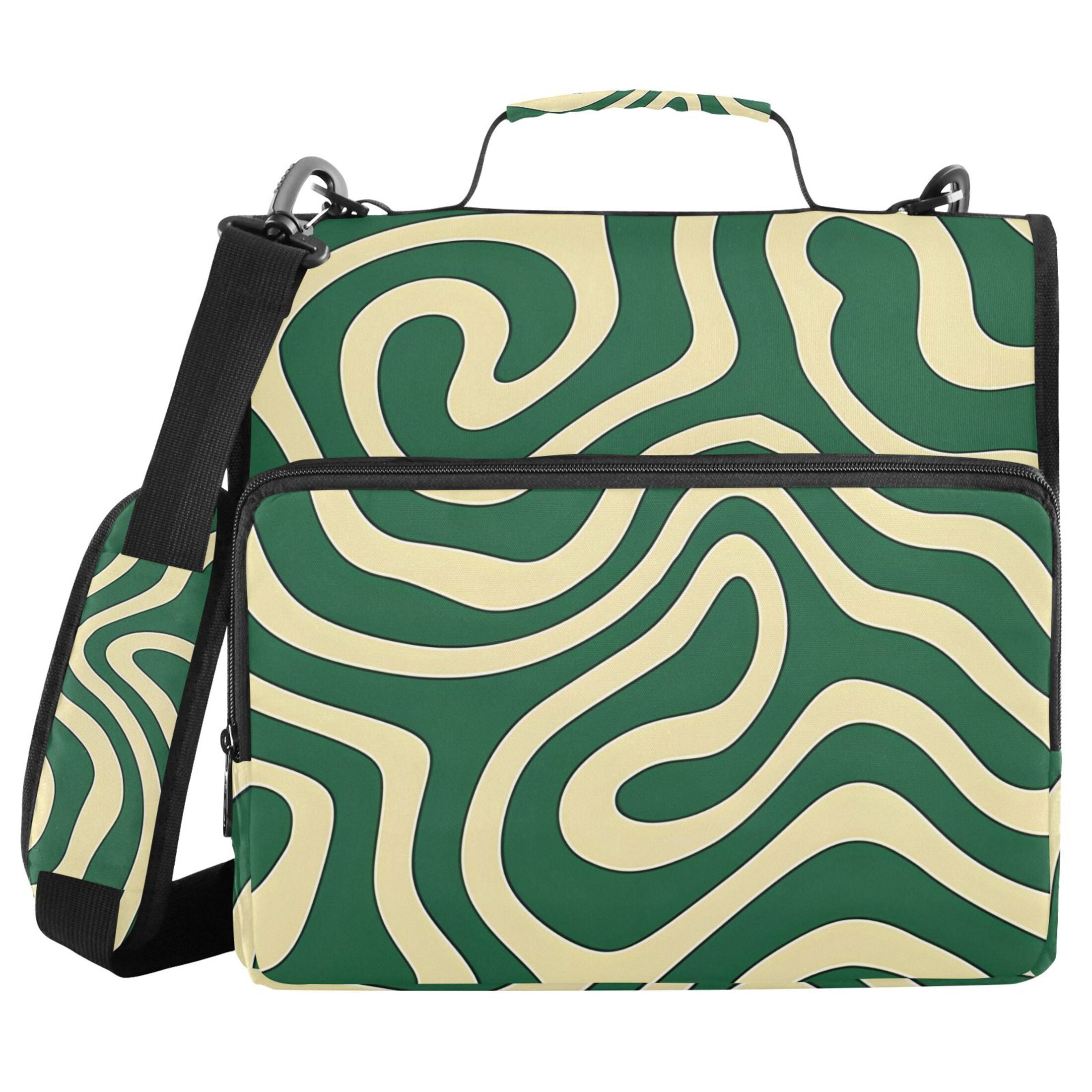 ALAZA Zipper Binder Cream Green Swirly 3 Ring Trapper Keeper File Folder Organizer Bag