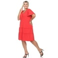 thumbnail image 3 of White Mark Women's Plus Size Short Sleeve V-Neck Tiered Dress, 3 of 5