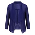 thumbnail image 5 of LoyisViDion Coat Women'S Open Front Light Cardigan 3/4 Sleeve Thin Chiffon Blazer Blue M, 5 of 9