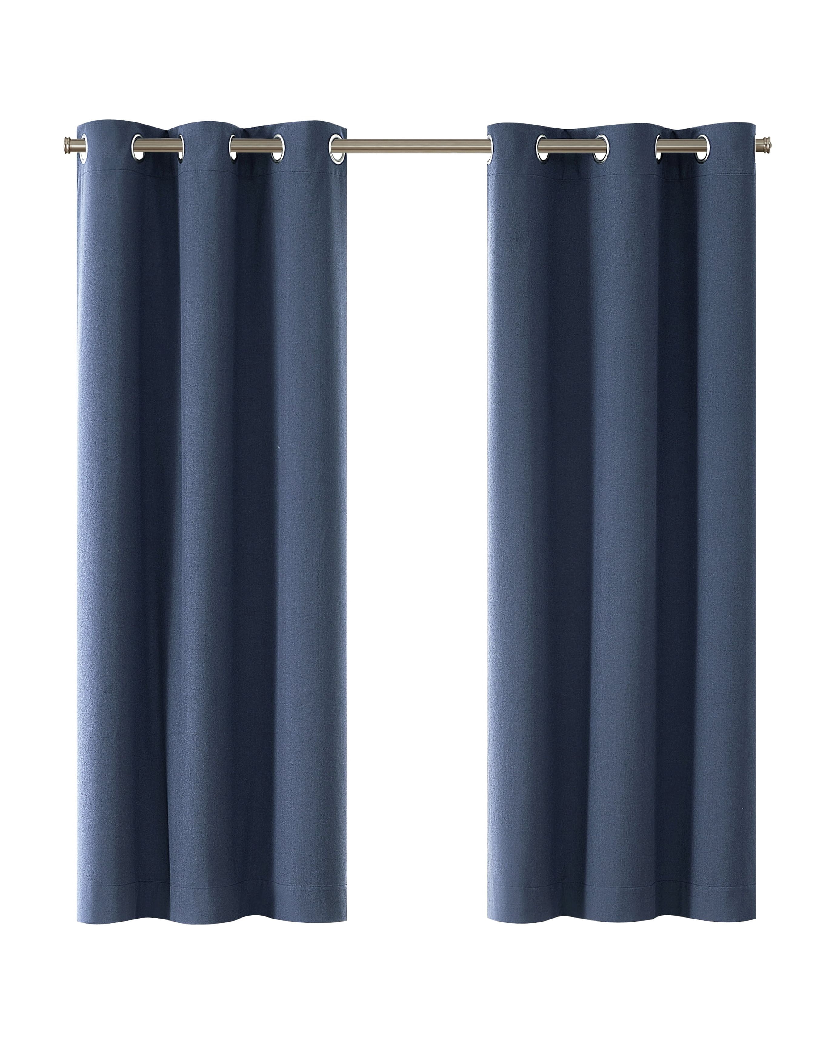 Eclipse Corte Solid Blackout Curtains, Set of 2, 63 Inch Long Blackout Curtains, 37" W x 63" L, Indigo