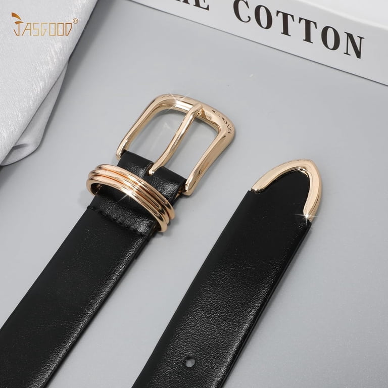 Women Leather Belt with Gold Buckle Ladies Faux Leather Belt  display picture 1