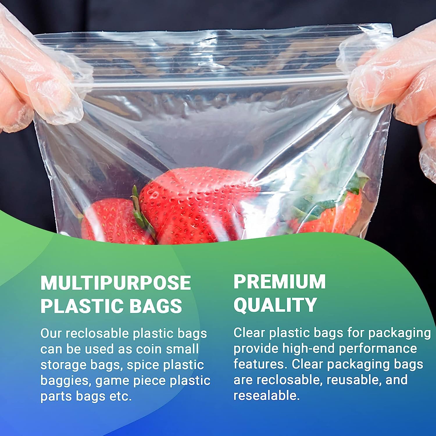 2x2 Plastic Zip Top Bags (Pack of 100)