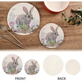 thumbnail image 3 of SKYSONIC Easter Bunnies Watercolor Trivet Round Hot Pads, Set of 2 Colorful Eggs Pot Holder Heat Resistant Trivets Cotton Thread Weave Mats for Kitchen Counter Hot Dishes Pot Teapot Table Decor, 3 of 7