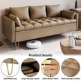 thumbnail image 5 of 3 Seater Sofa Couch with Throw Pillow, Deep Seat Sofa, Couches, Large Storage Space, Mid Century Modern Upholstered Sofa with Metal Legs, for Living Room, Bedroom, Apartment and Office, 5 of 7