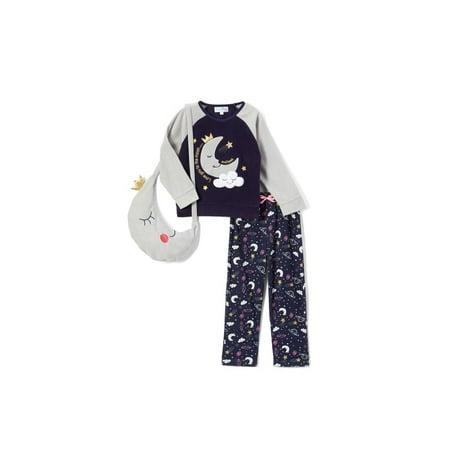 Girls Sleepover Set - Bunz Kidz Long Sleeve Pajamas & Sleepover Bag, 3-piece Gift Set (Toddler Girls)