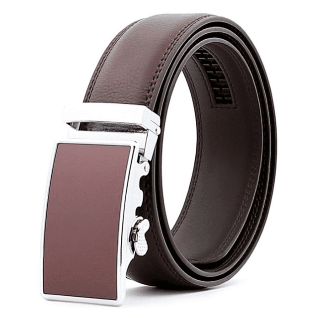 Ceinture Marron Boucle Réglable pour Hommes - Ceinture Automatique en Cuir Véritable