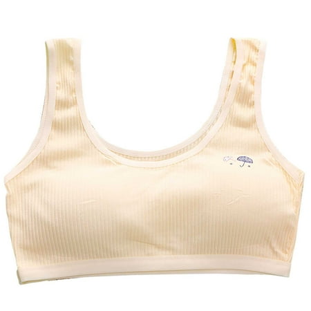 TAIAOJING Crop Tops Bra Girls Seamless Sports Bra Training Teen Bra Camisole Style Lightweight Kids Cozy Camis 9-13 Years