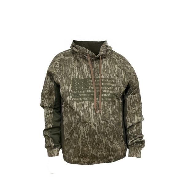 TrailCrest by Treel Men's Mossy Oak Hoodie Sweatshirt - Comfortable Stylish Jacket for Outdoor Activities, Hunting and Casual Wear, Bottomland Camo & Green, 2X