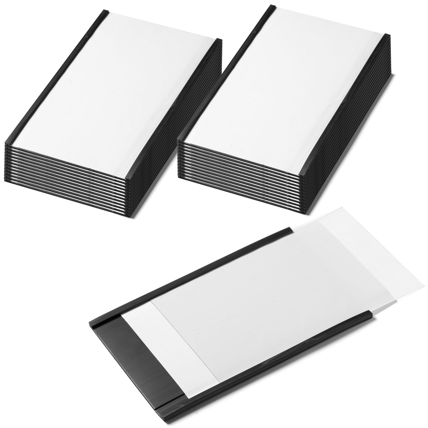 Minomag Magnetic Label Holders 3x5 Inches (25 Count) | C Channel Data Card Holders for Metal Shelves, Filing Cabinet, Toolbox