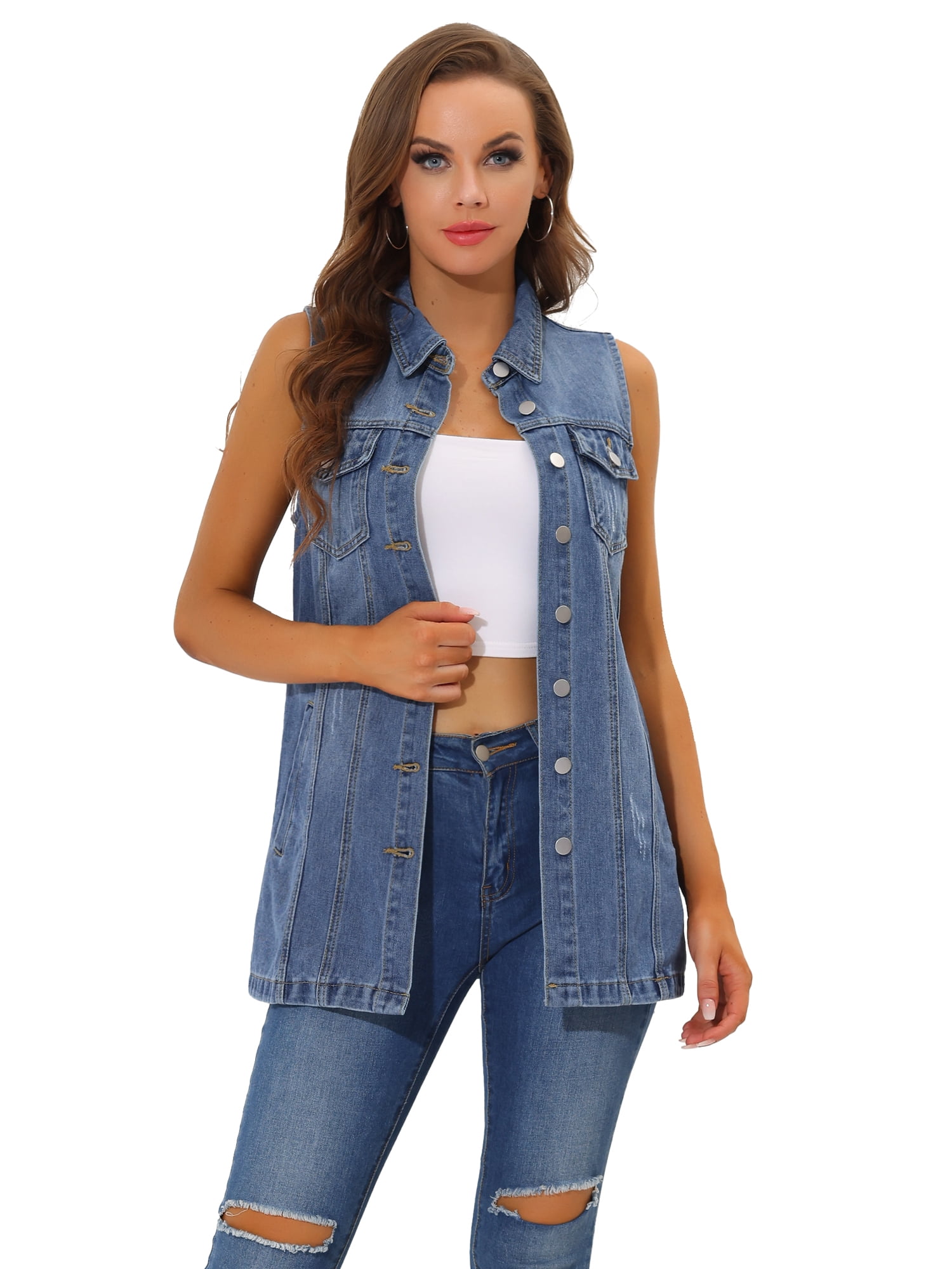 Chalecos Vaqueros Chalecos Mezclilla Para Mujer Chaleco Vaquero De