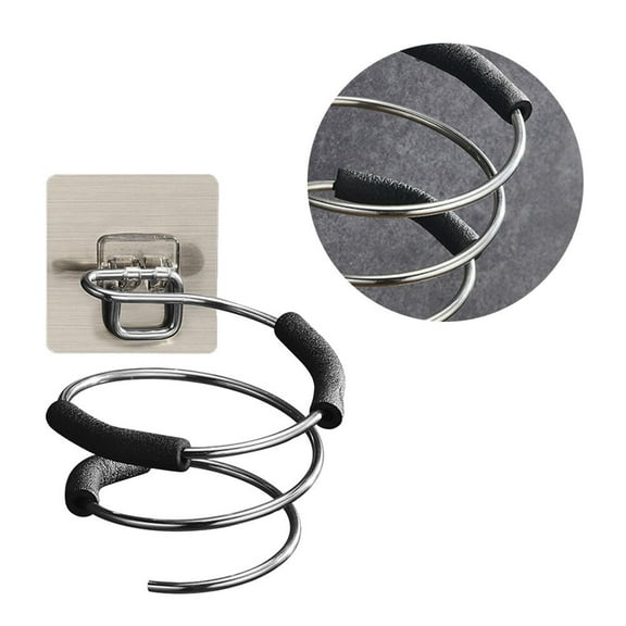 WEUVEB Hairdryer Holder Wall Mounted Silver Stainless Steel No Drill Easy Install Home Use