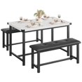 thumbnail image 1 of 3-Piece Dining Table Set for 4 – Industrial Rectangular Table with 2 Upholstered Benches, Sturdy Metal Frame, Space-Saving for Apartments, Condos, Studios – Multiple Color Options Available, 1 of 7