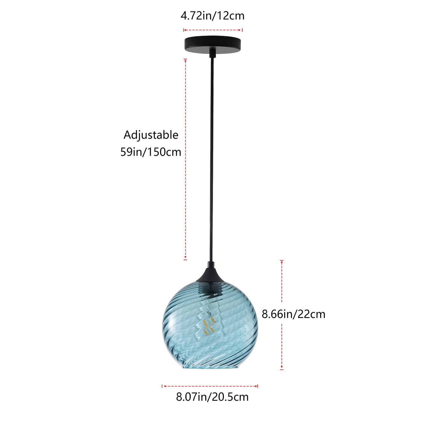 Modern Globe chandelier, Blue Industrial Light Fixture, Rustic Kitchen Island Pendant Lighting