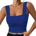 thumbnail image 3 of SHenli Womens Crochet Tank Tops Boho Sleeveless Half Sleeve Oversized Shirts Striped Plaid Ruffle Sleeveless Summer Tees, 3 of 5
