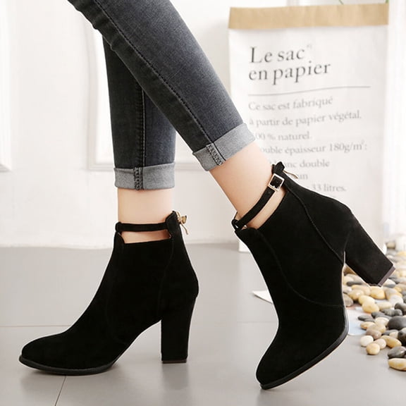 LOLIPPYY 1 Pair Comfortable Women's Dress Boots Stylish Ankle Boots for Winter Wear Black