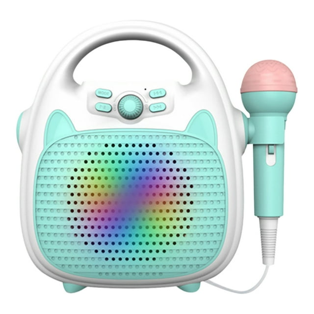 Altavoz de Máquina de Karaoke para Niños con 1 Micrófonos, Juguetes Niñas Y Niños, LED Incorporado para Interiores Y Exteriores , Azul CUTICAT máquina de karaoke bluetooth