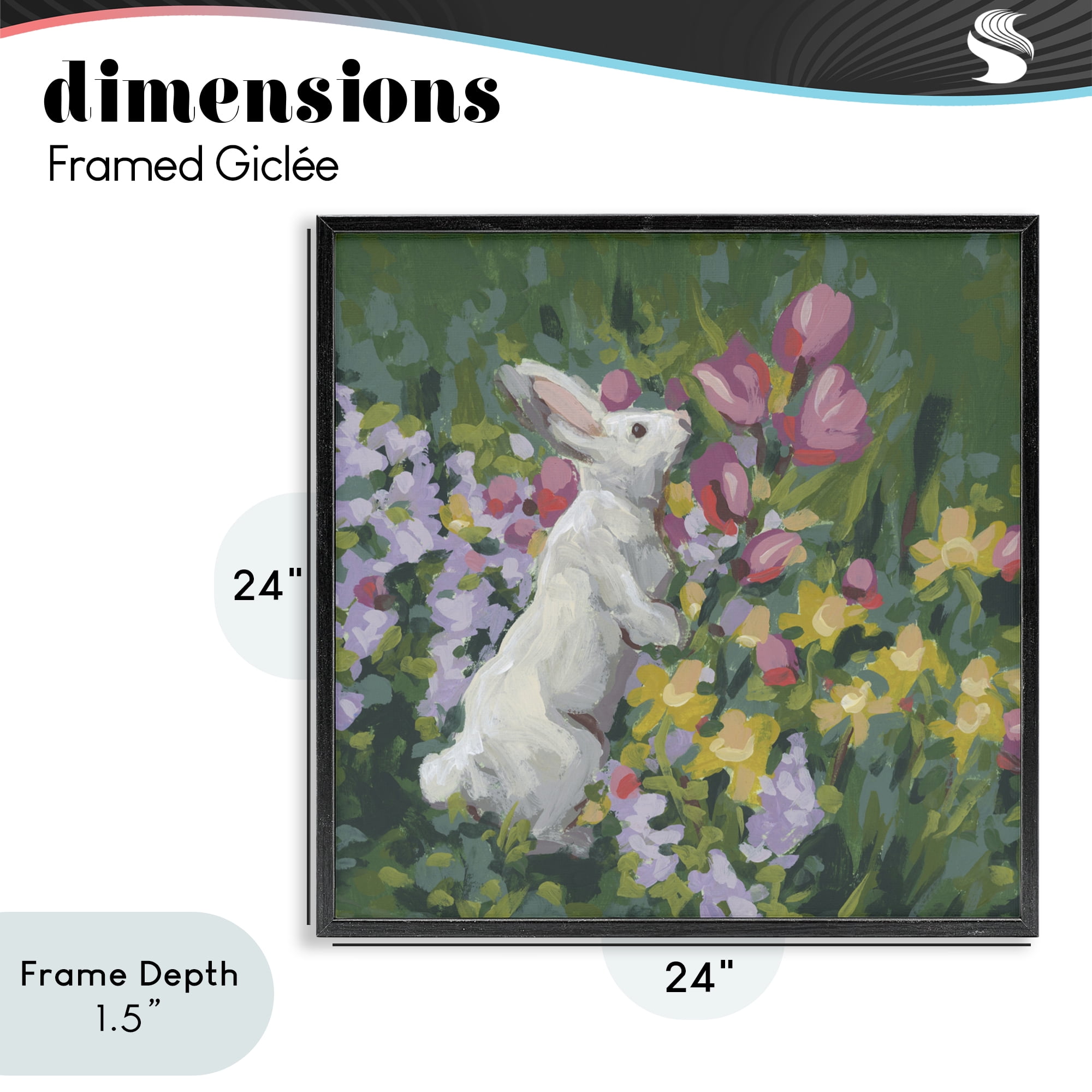 Stupell Industries Bunny in Garden Impression Black Framed Giclee Art, design by June Erica Vess