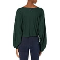 thumbnail image 2 of RVCA Women's Jet Setter Oversized Ribbed Knit Cropped V-Neck Long Sleeve Top (Medium, Pine), 2 of 2