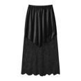 thumbnail image 4 of Wxolcjlv Womens Satin Maxi Skirt Elastic Waist Lace Panel Hem Skirts, 4 of 5