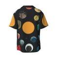 thumbnail image 6 of Lsque Planets And Their Moons print Men's Cuban Collar Short Sleeve Shirt Summer Beachwear Casual Button Down Fashionable Vacation Leisure Shirt-XX-Large, 6 of 7
