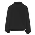 thumbnail image 5 of Fiaer Womens Sweatshirts Quarters Zip Pullovers V-Neck Long Sleeve Lapel Collared Solid Color Trendy Tops Black M, 5 of 5