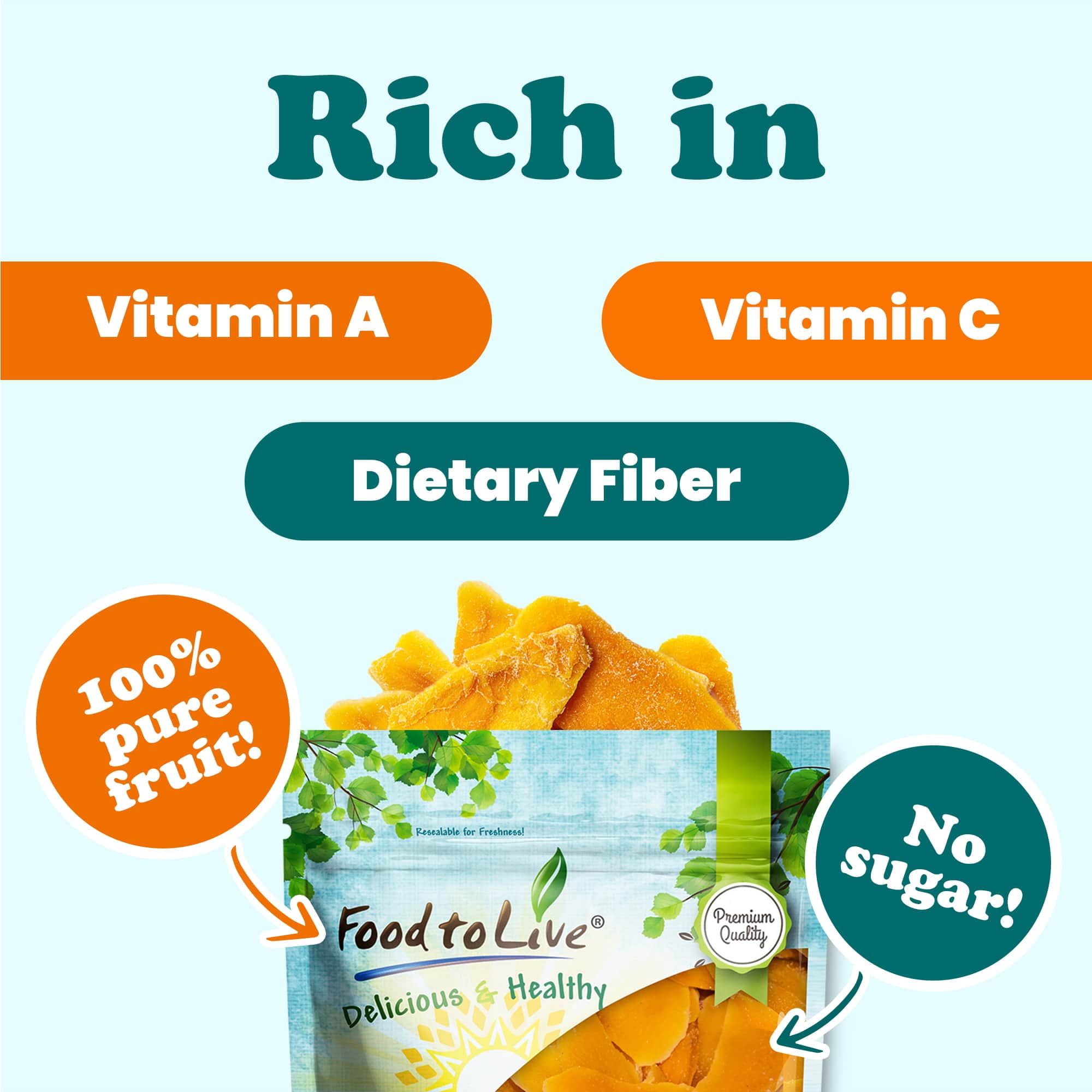 Dried Mango Cheeks, 3 Pounds – Unsweetened, Unsulfured, Preservative-Free. Naturally Gluten-Free.