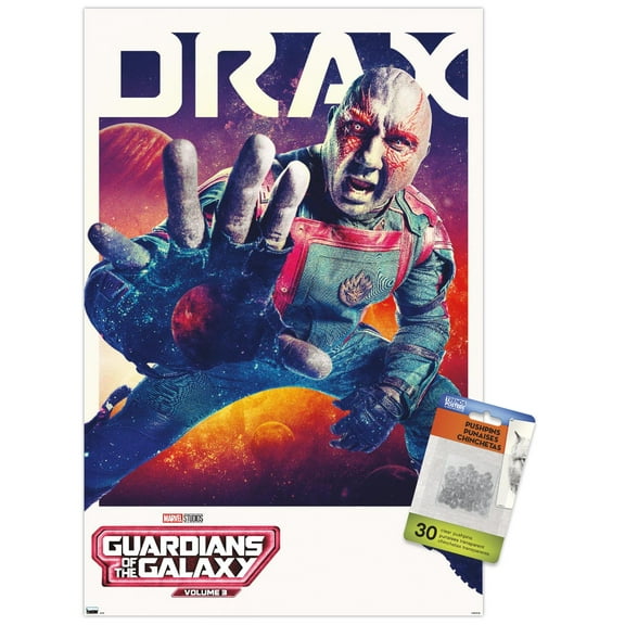Marvel Guardians of the Galaxy Vol. 3 - Drax One Sheet Wall Poster with Push Pins, 14.725" x 22.375"