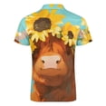 thumbnail image 5 of Highland Cow with Sunflowers Men Zipper T-shirt Summer Casual Short Sleeve T-shirt Top, 5 of 7