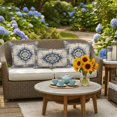 thumbnail image 5 of Navy Blue Boho Outdoor Pillow Covers 16x16 Inch Throw Pillow Covers Set of 2 Waterproof Decorative Pillow Cases Retro Southwestern Ethnic Geometric Cushion Covers for Patio Furniture Garden Couch, 5 of 8
