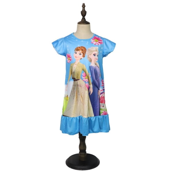 2023 vestido de princesa de Disney para niñas ropa de verano ropa para niños Frozen 2 Anna Elsa pijamas para niños cumpleaños Casual disfraz 110 Gao Jinjia LED