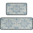 thumbnail image 3 of Kitchen Rugs Set of 2- Vintage Country Blue Boho Non-Slip Washable Floor Mats - Comfort Sink and Laundry Room Runner - Boho Kitchen Accessories and Decor 17x47.2 and 17x30 inches, 3 of 6