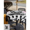 thumbnail image 4 of Black Easter Outdoor Tablecloth - 54x54 Inch Square Dining Table Cover, Spring Modern Cute Bunny Polka Dot Waterproof Outdoor Table Cloth with Umbrella Hole & Zipper for Picnic/Patio/Party, 4 of 7